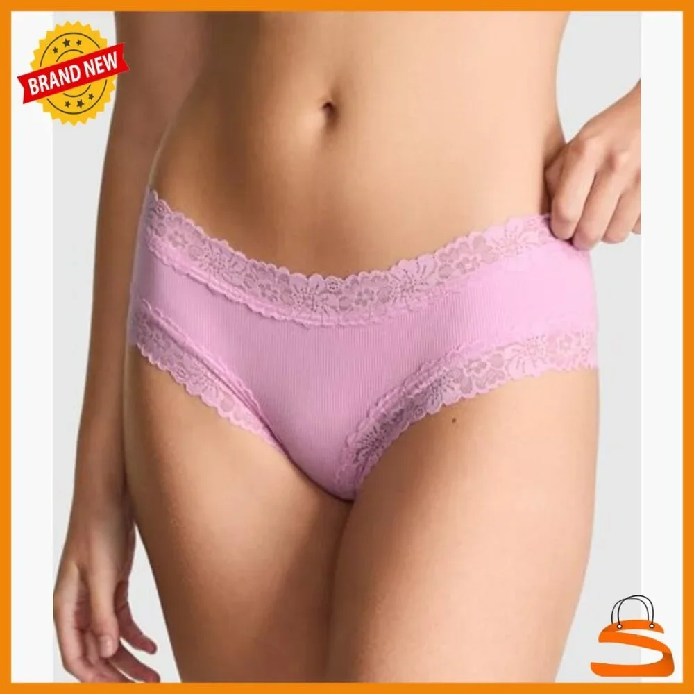 Lace Cheeky Panties Pack, Low Rise Bikini Style, Nylon Blend, XS-XL